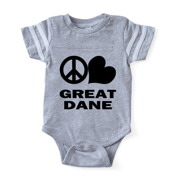 CafePress - FIN Peace Love Great Dane - Cute Infant Baby Football Bodysuit