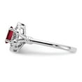 thumbnail image 4 of 925 Sterling Silver Polished Created Ruby and Diamond Ring Size 5 2mm Wide Ring for Women, 4 of 5