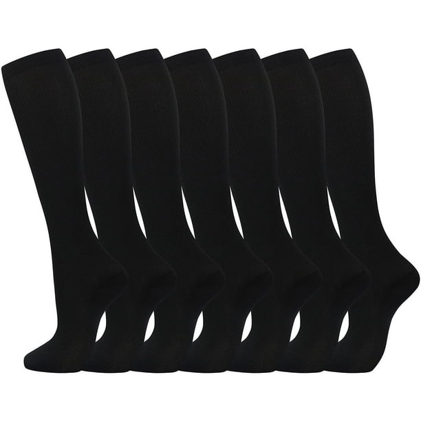 Calcetines de compresión (7 pares) calcetines de compresión hasta la rodilla para mujeres y hombres medias-el mejor apoyo para enfermeras, correr, atletismo