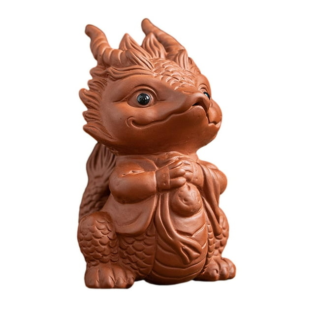 Estatua miniatura de dragón chino para té, estatua de Pixiu, cerámica finamente elaborada. Estilo A
