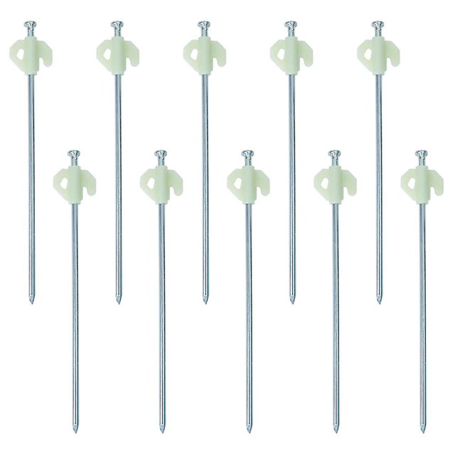 Pink 10 Uds. Estacas de Metal para tienda de campaña con tapones que brillan en la oscuridad, estacas para acampar para tienda de campaña al aire libre, estacas para tienda de cam