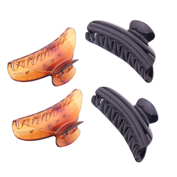 WHAMVOX 4PCS/Set Large Plastic Gripper Brown Tortoise Color Hairpin Plastic Hairpin