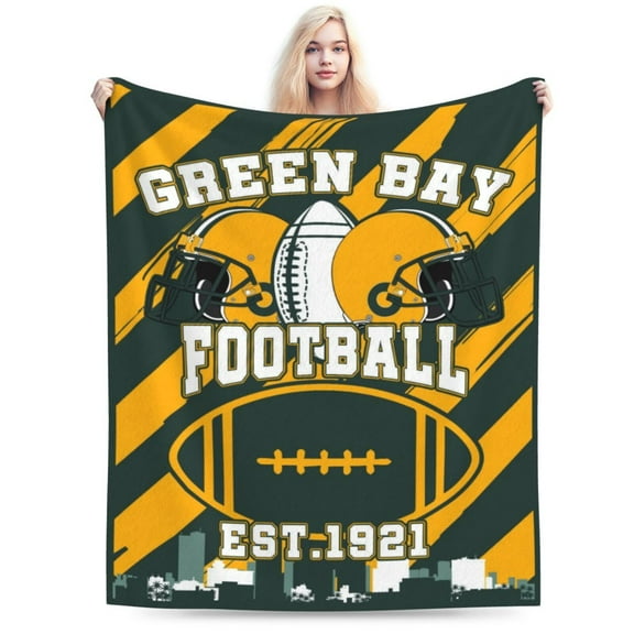 Green Bay Football Throw Blanket, Soft Lightweight Plush Warm Blankets For Men And Women, Sports Fan Gifts Bed Tapestry For Sofa, Travel 50"X40"