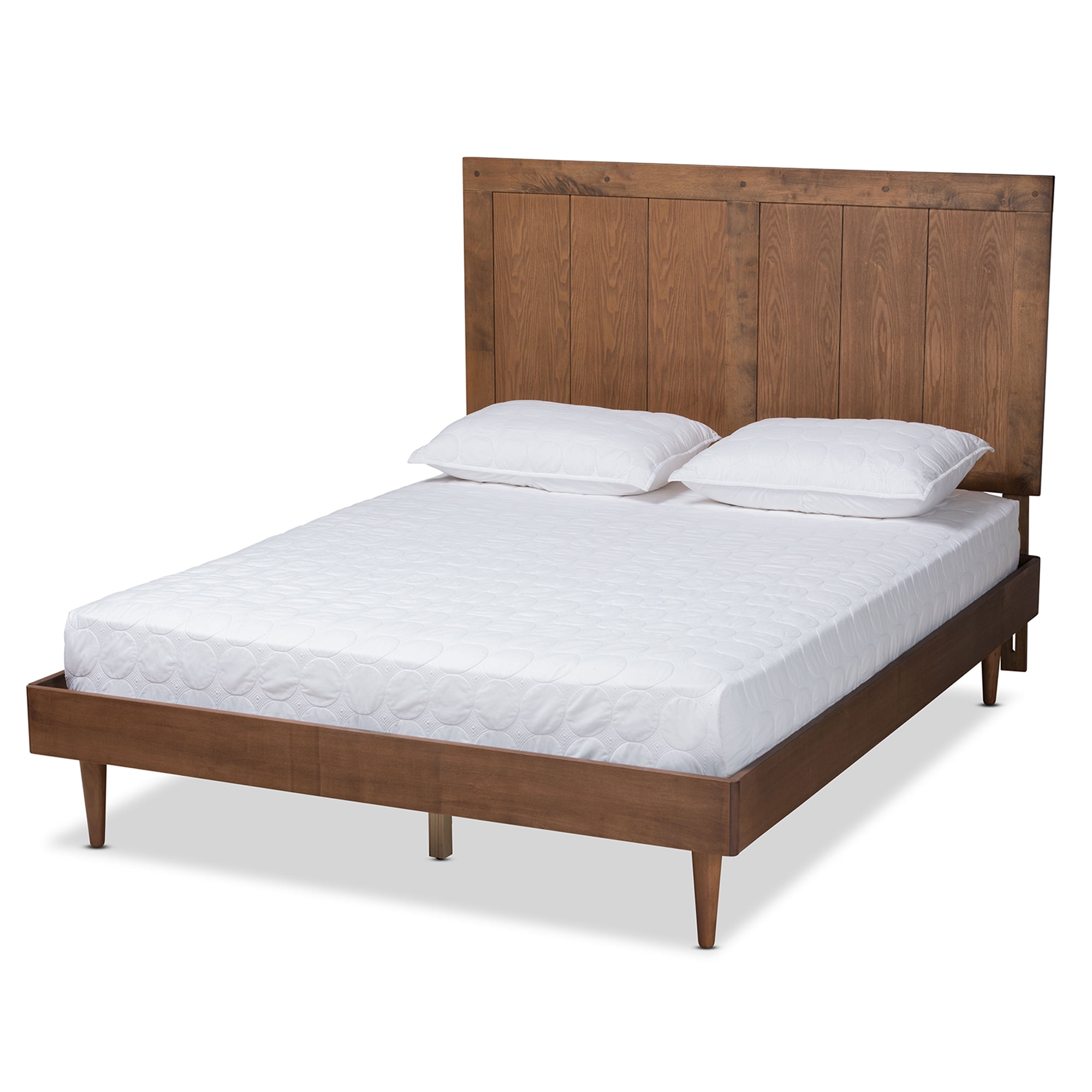 Baxton Studio Nicola Transitional Wood Back Support Platform Bed, Queen, Ash Walnut