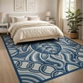 thumbnail image 3 of ODIKA 8'x10' Washable Area Rug Animals Marine Turtle Scattered Ocean Border Symmetrical Nautical for Living Room, Under Sectional, Family , Durable, Non-Slip, 3 of 7