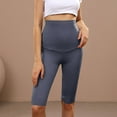 thumbnail image 4 of BOOMILK Womens Maternity Leggings High Waisted Stretch Over The Belly Pregnancy Yoga Pants Activewear Slim Knee Length Shorts Blue, 4 of 8
