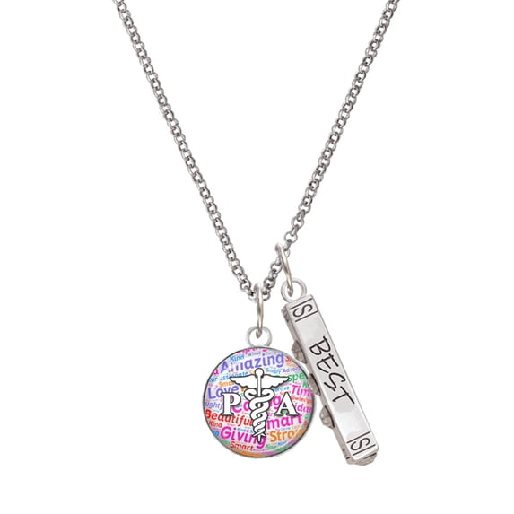 Delight Jewelry Silvertone Domed Multi Color PA Silvertone Best Friends Forever Bar Charm Necklace, 23"