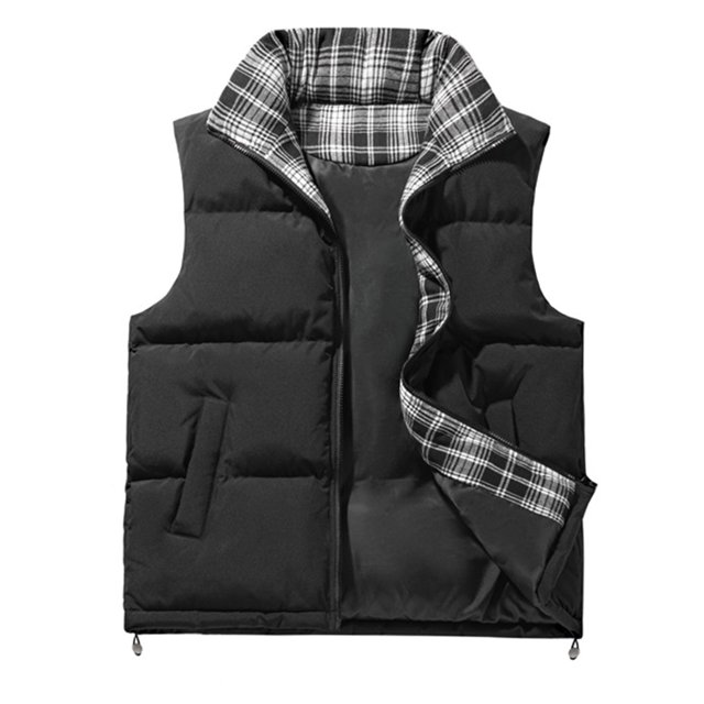 Veste Sans Manches Matelassée d'Hiver pour Col Montant, Manteau Rembourré Réversible, Vêtement d'Extérieur Décontracté et Tendance