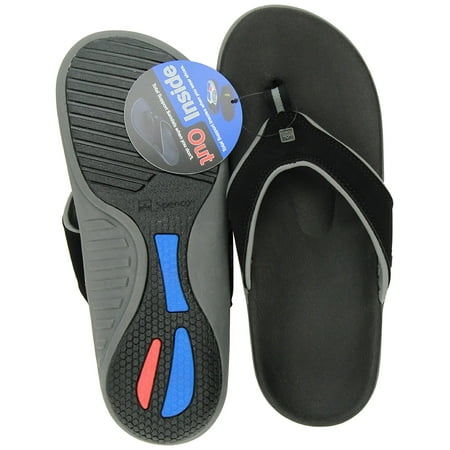 Spenco Men's PolySorb Yumi Nubuck Thong Orthotic Sandals, Black