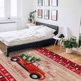 thumbnail image 5 of Christmas Area Rug 4x6ft Red Christmas Trucks Pine Tree Snow Wood Grain Non-Slip Washable Square Rugs Soft Felt Indoor Floor Mat for Bedroom Kitchen Living Room Bathroom, 5 of 8