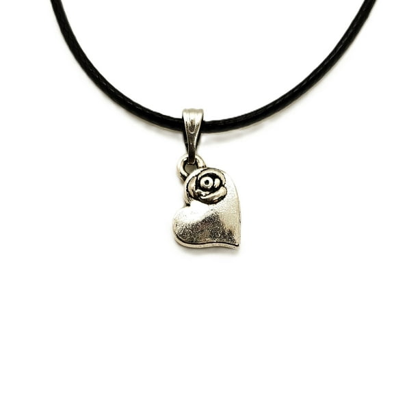 Heart-Shaped Rose Necklace, Black Rope choker, Women/Men Jewelry, Birthday Anniversary, Valentine’s Holidays Gifts