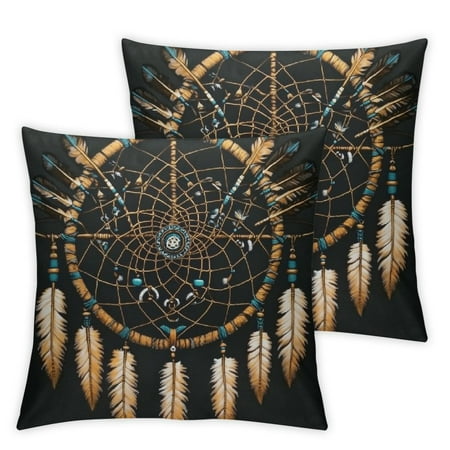 

FUMJ Dream Catcher Feathers Arrows Short Plush Pillowcase Set of 2 Aesthetic Home Decor 22x22in