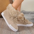 thumbnail image 5 of Dasayo Ladies Boots Yellow Hiking Ankle Furry Flat Heel Faux Leather Lace up Winter Shoes Womens Shoes 38, 5 of 8