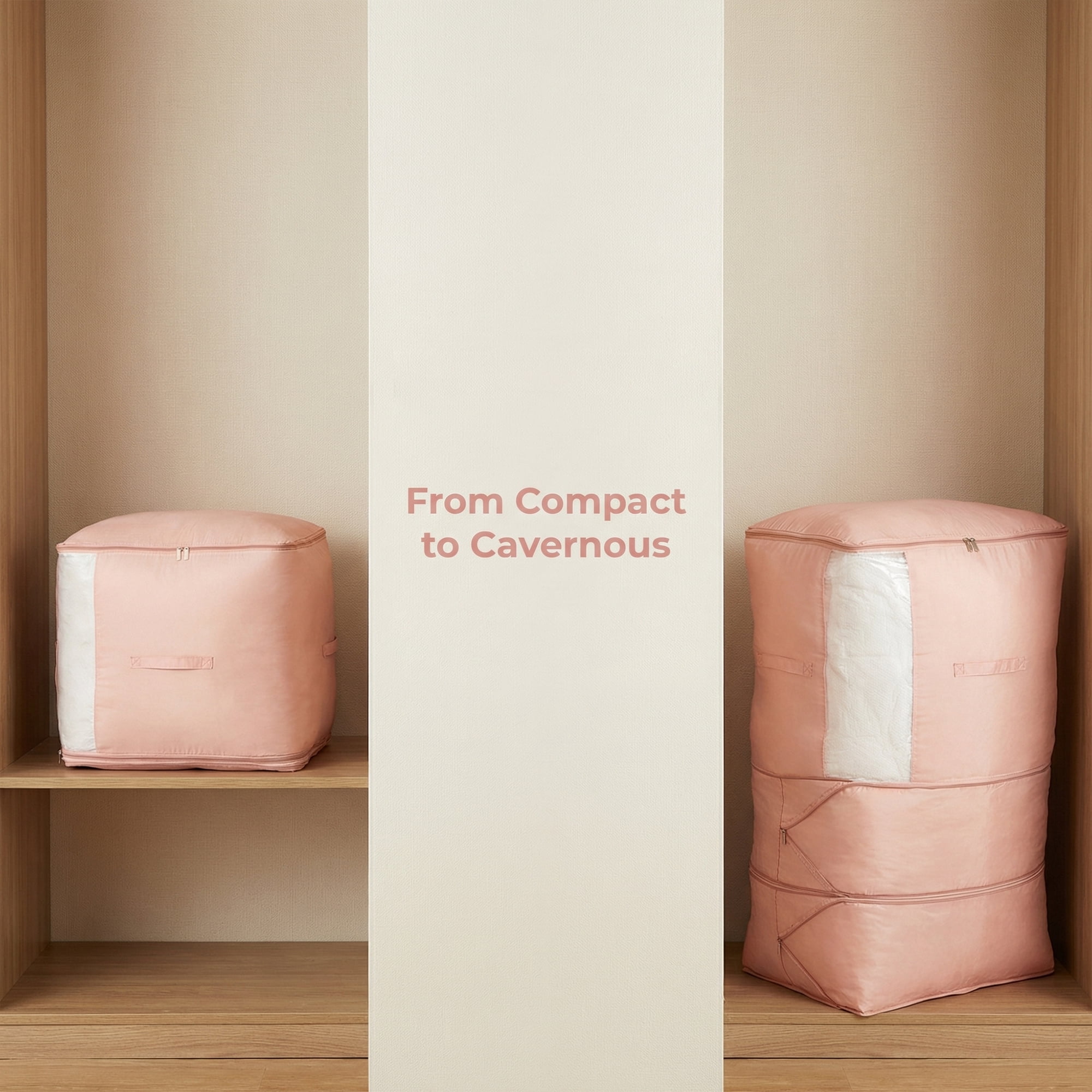 Unique Bargains Foldable Storage Bag for Organizing Bedroom Pink 21.3"x16.5"x35.4"