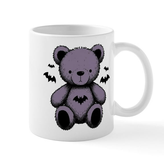 CafePress - Batty Bear Purple Mugs - 11 oz Ceramic Mug - Novelty Coffee Tea Cup