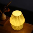 thumbnail image 3 of Lámparas de mesa de vidrio para mesita de noche, estilo vintage translúcido, decoración de setas pequeñas a rayas, luz en forma de remolino para ambiente, niños (rayas blancas), 3 of 5