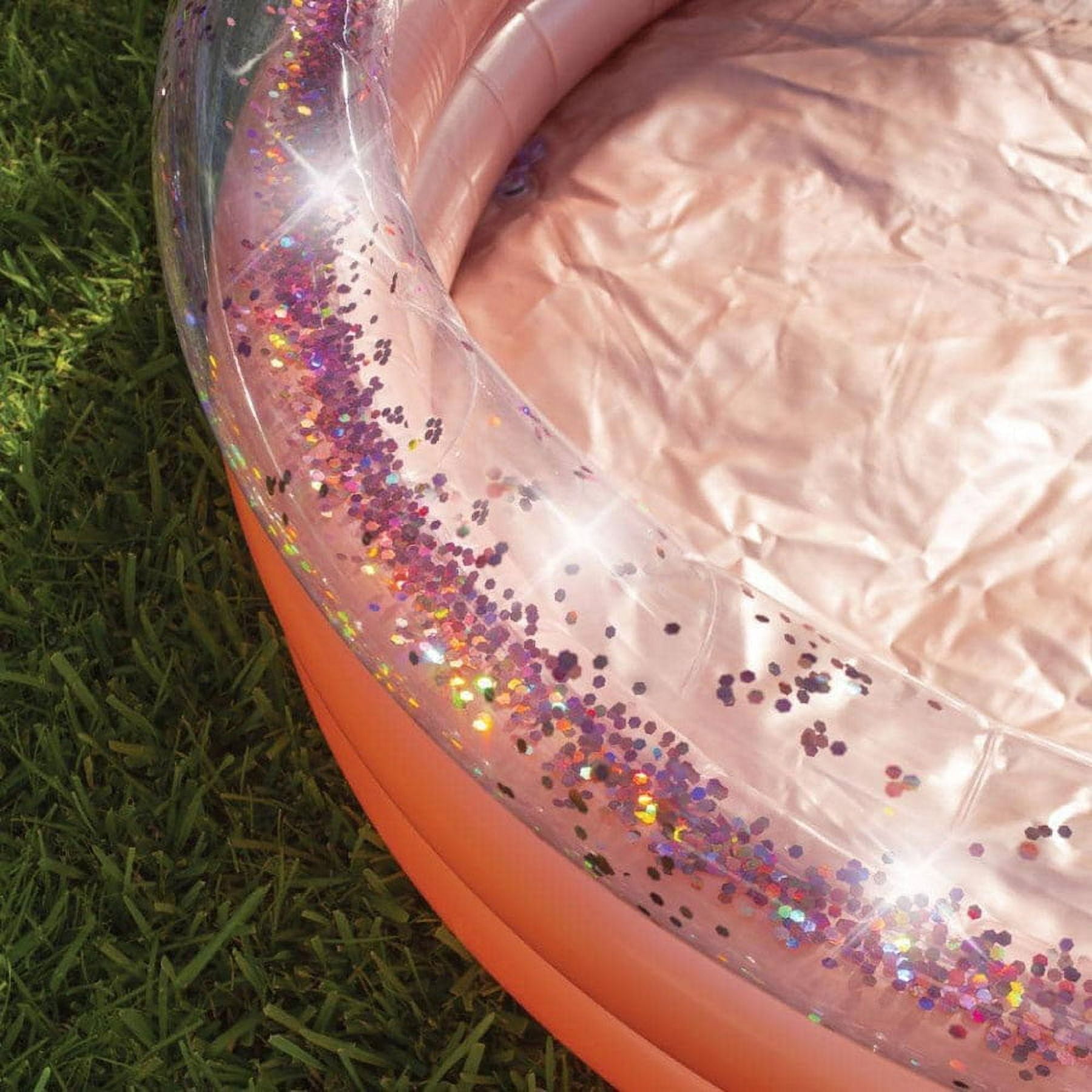 PoolCandy Inflatable Rose Gold Glitter 3 Ring Pool