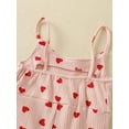 thumbnail image 5 of 0-5Y Toddler Baby Girl Valentine's Day Outfit Knitted Ribbed Love Heart Halter Bell Bottom Romper Jumpsuit, 5 of 7