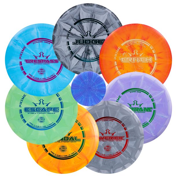 Juego de discos de golf Dynamic Discs Prime Burst de 7 discos voladores | Incluye Putter 2X Midrange 3X Fairway y Driver + Mini Marcador | Accesorios de golf de disco para principiantes | 170-176 g |