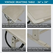Studio Designs Vintage Solid Wood Drawing/Drafting Table with 36 x 24 Angle Adjustable Top in Coastal White