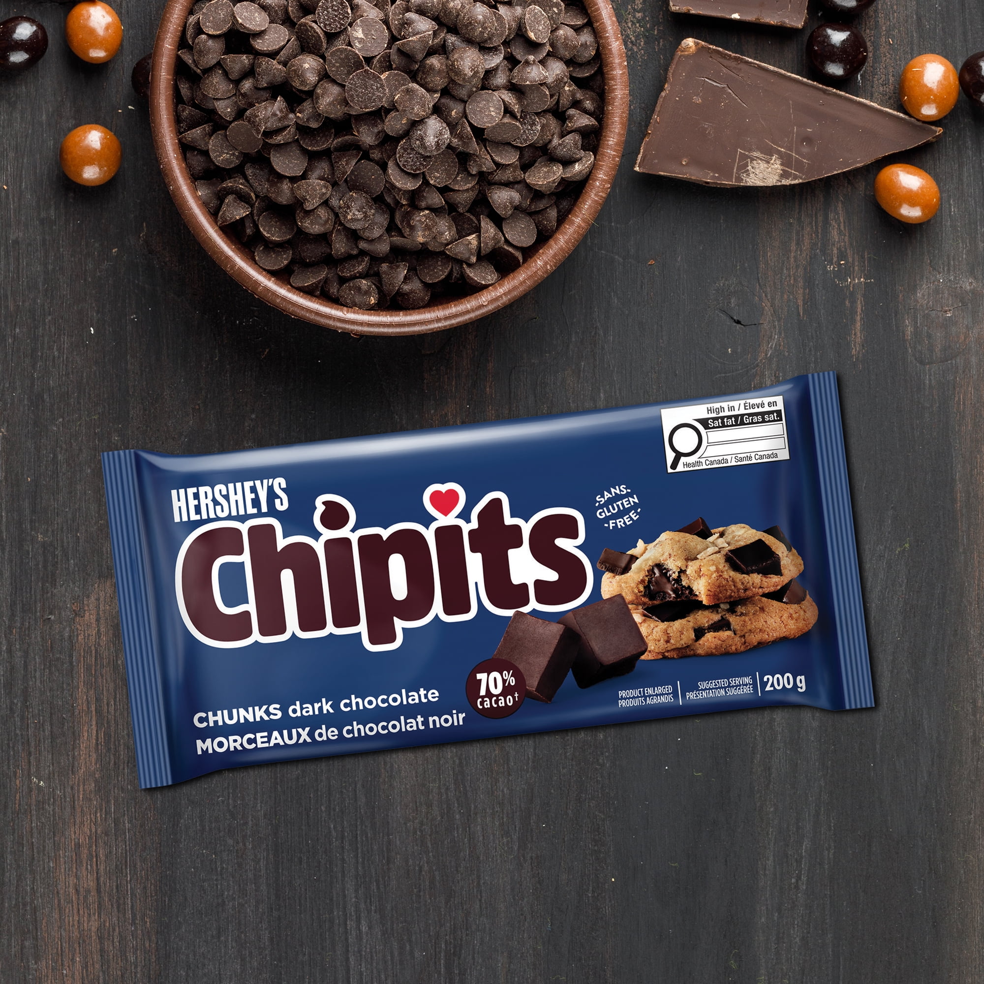 HERSHEY'S CHIPITS 70% Dark Chocolate Chunks, 200 g