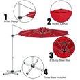 thumbnail image 4 of Costway 11' Patio Cantilever Offset Umbrella 360Degree Rotation Outdoor Tilt W/Base Burgundy, 4 of 8