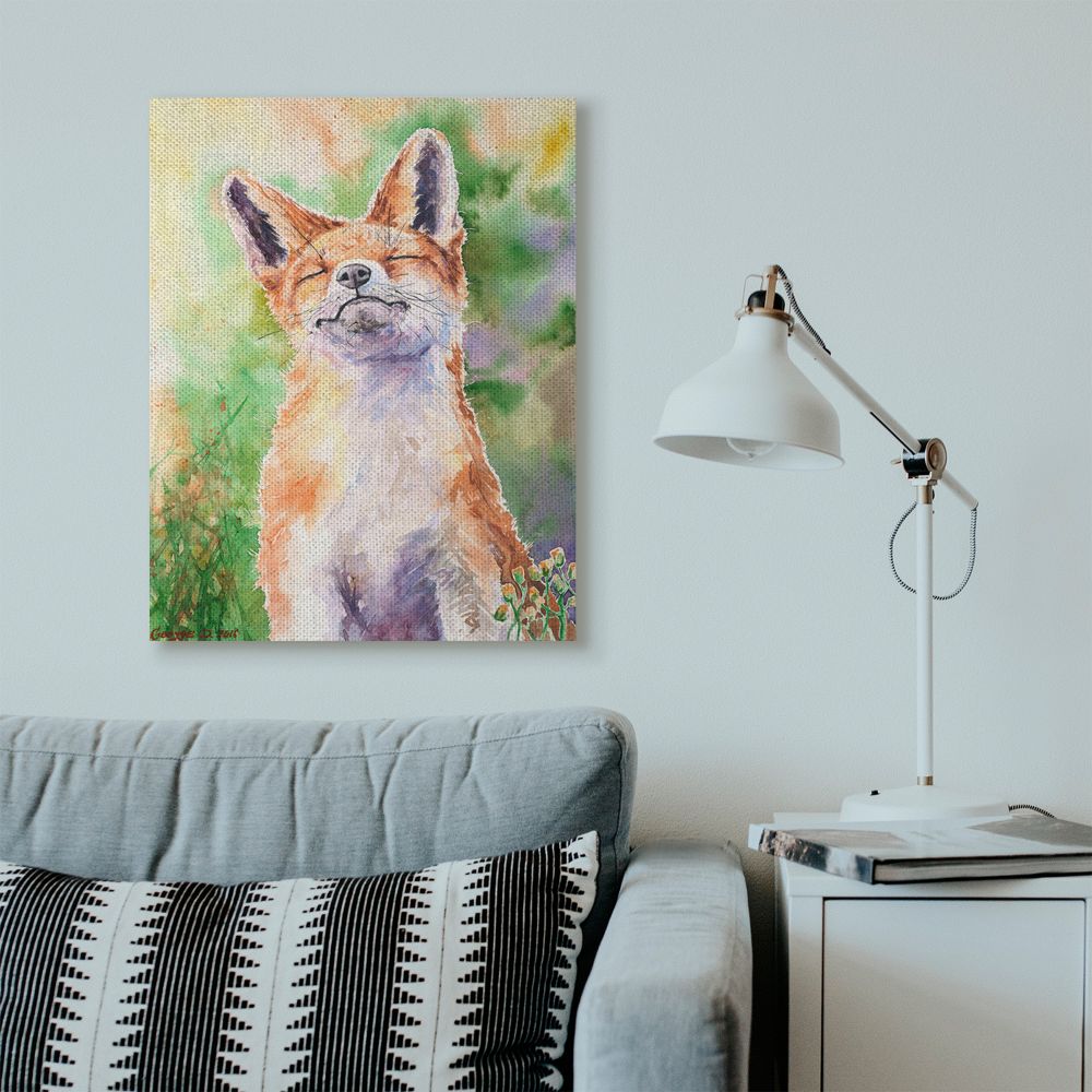 Stupell Industries Fox Animal Orange Green Watercolor Painting Canvas Wall Art by George Dyachenko