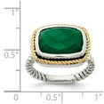 thumbnail image 3 of Solid 925 Sterling Silver 14k Yellow Gold Green Onyx Ring Band Size 8, 3 of 6
