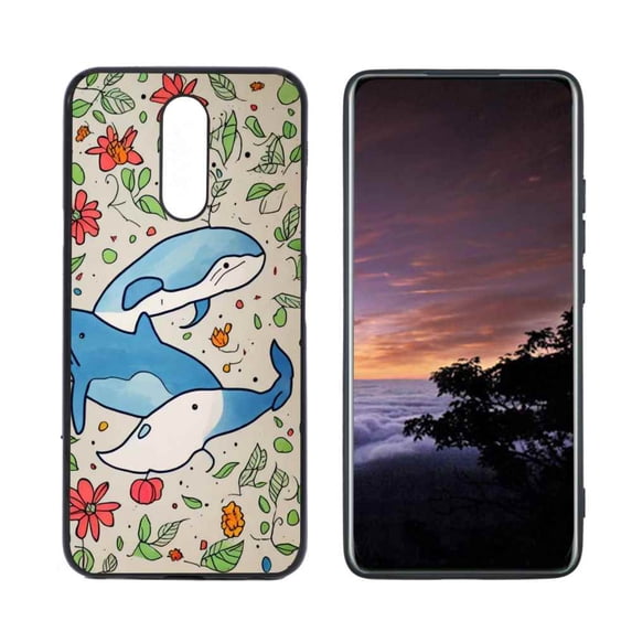 Compatible with LG X4 Phone Case, Whale-111-6-3 Case Men Women, Flexible Silicone Shockproof Case for LG X4