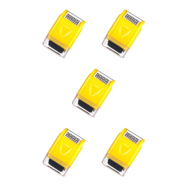 Transemion Manual Confidential Roller Stamps ID for Protection Personal Information Data Theft Guard Ink Security Rollers Yellow 5Set