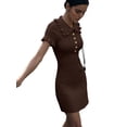 thumbnail image 5 of Women'S Dress Casual Short Sleeve Knit A Line Midi Summer Breathable Dress for Women Coffee M, 5 of 9