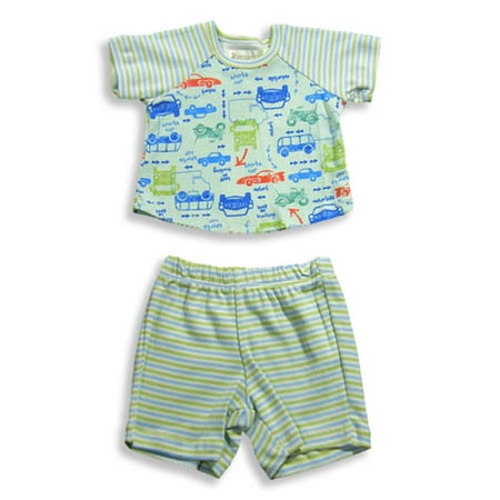 

Pepper Toes by Baby Lulu - Baby Boys Short Sleeve Cars Short Set 17024-6Months (light blue cars)