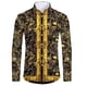 thumbnail image 4 of Camisas de manga corta con botones y estampado 3D de lujo de alta gama con patrón dorado para hombres, blusas de estilo callejero de moda, atuendos de hip hop, 4 of 5