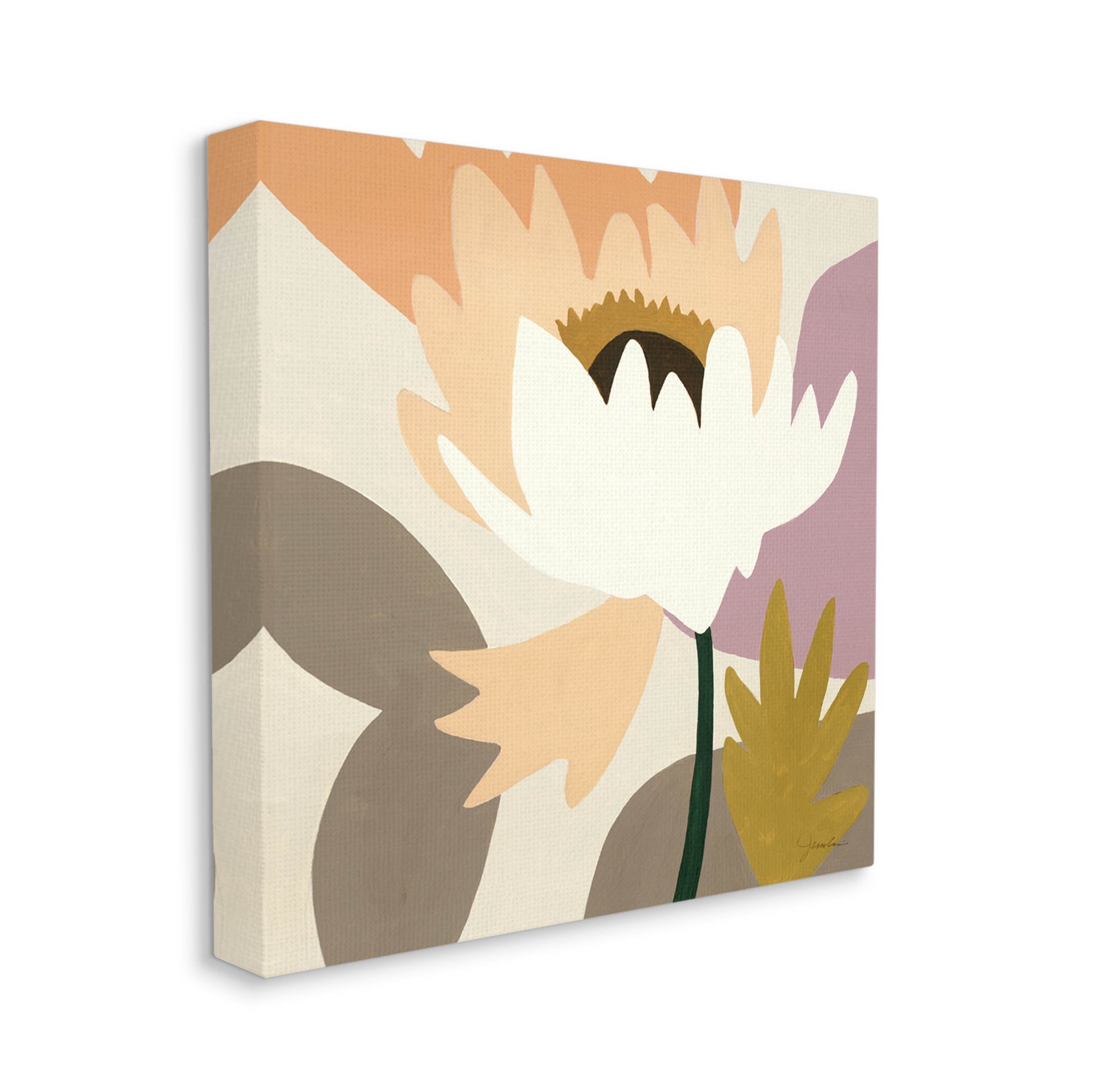 Stupell Industries Contemporary Floral Shapes Graphic Art Gallery Wrapped Canvas Print Wall Art, Design by Liz Jardine