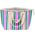 thumbnail image 2 of Sunnylife: Recycled Nylon Cooler Tote - Seagrass Green & Pink Stripe - 6 Gallon, 23x7x13" Zip Bag, Insulates Hot-Cold, Food-Drinks, Beach-Pool-Picnic, 2 of 8