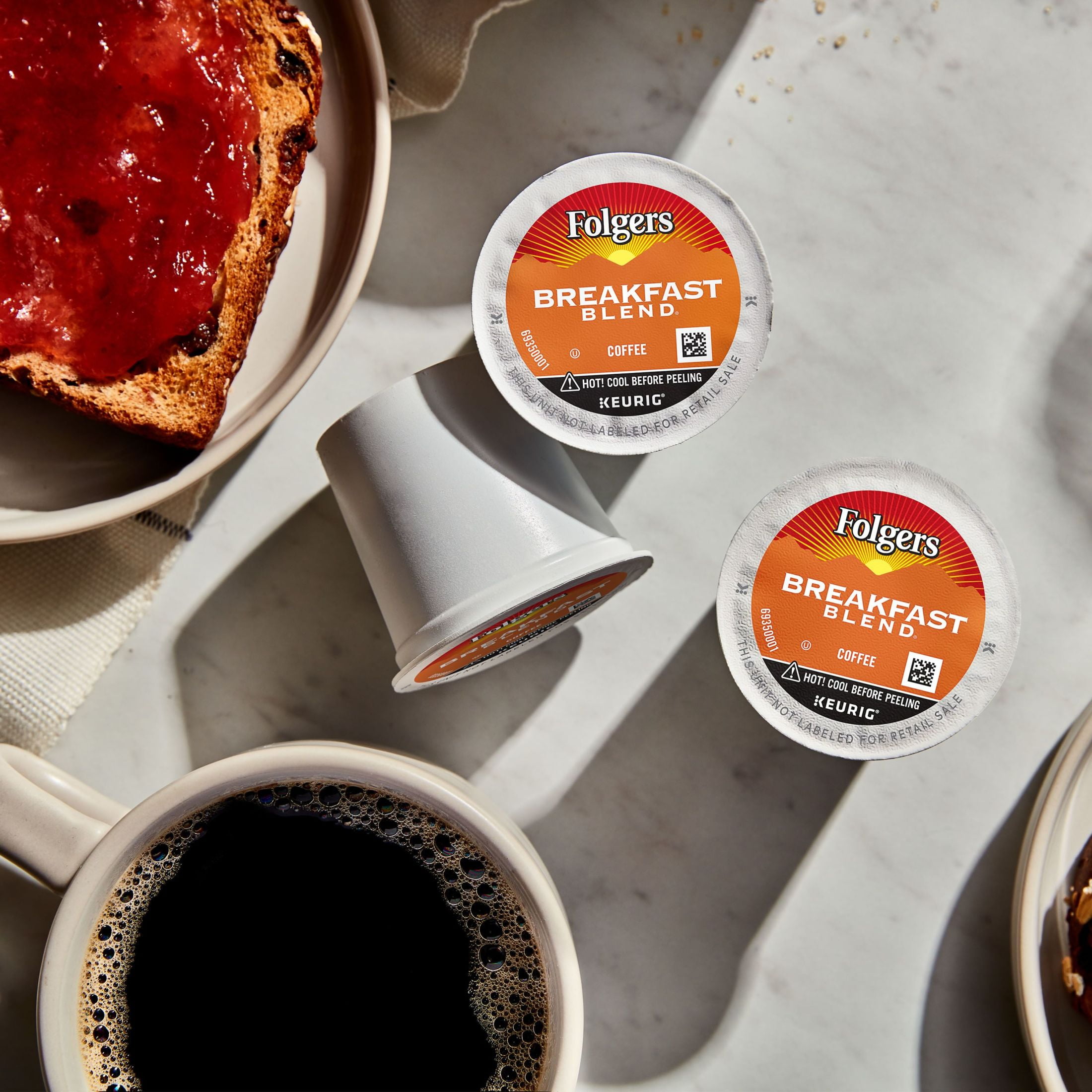 (4 pack) Folgers Breakfast Blend, Mild Roast Coffee, Keurig K Cup Pods, 24 Count Box