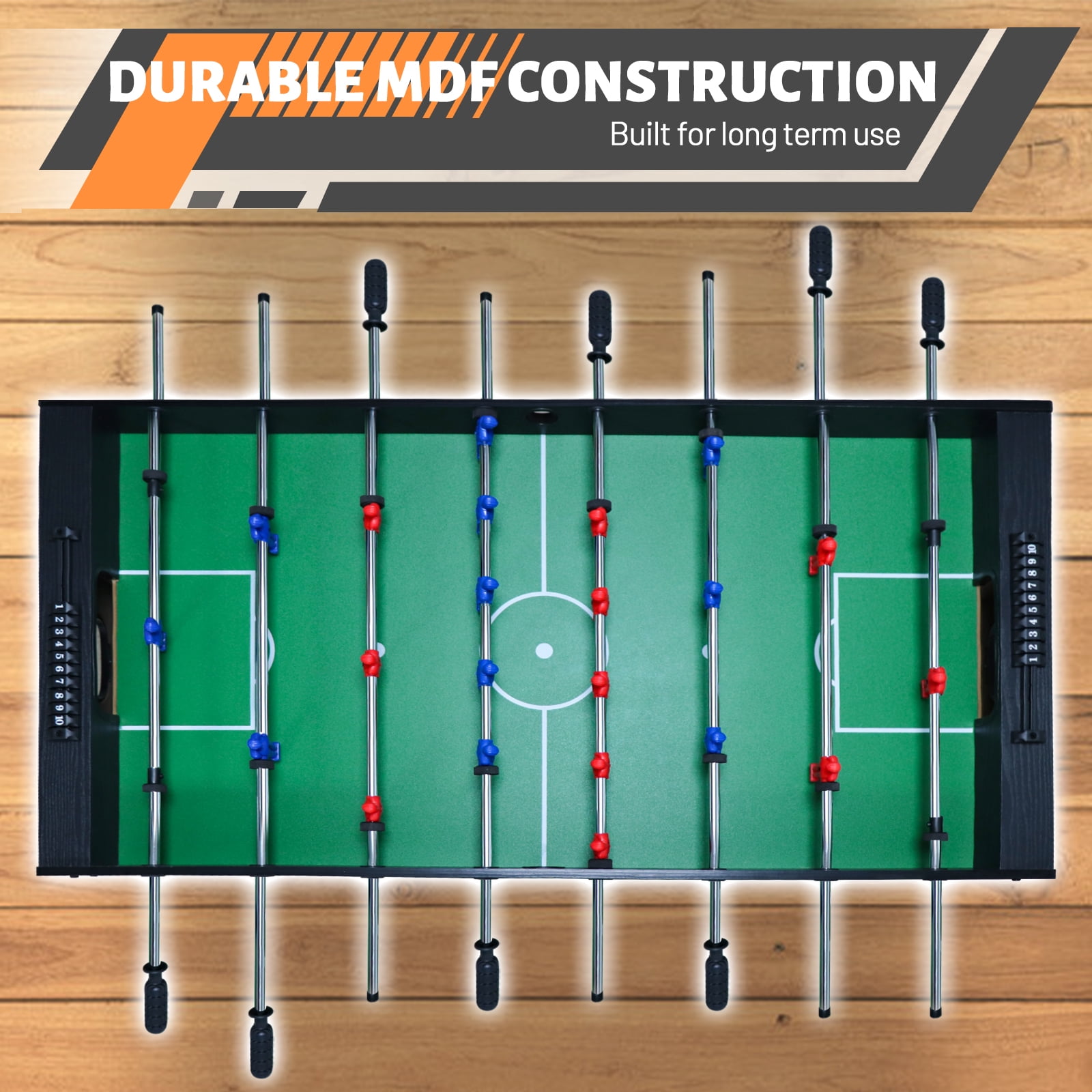 Seydrey 48" Full Size Foosball Table, Table soccer Set with 2 Footballs, Score Keeper, Solid and Sturdy Legs, Football Table for Home, Family, Kids, Adults
