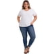 thumbnail image 2 of GRACE & GRANDEUR Blusas de Talla Grande para Mujeres, Top Casual Elegante de Cuello en V, Blusas de Manga Corta con Bordado de Ojal 2X Blanco, 2 of 7