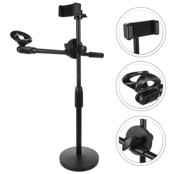 Hytrove Soporte Para Micrófono Universal Con Clip Para Y Base Ajustable Color Negro