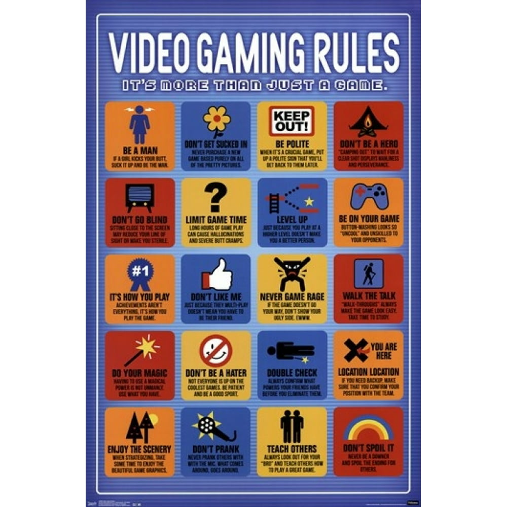 Video Game Rules Laminated Poster Print (22 x 34)