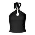 thumbnail image 5 of Women'S Tank Tops Party Camisole Backless Slim Fit Summer Tops Halter Neck Sleeveless Solid Color Clothes Casual Trendy Club Everyday Wear,Black,M, 5 of 5