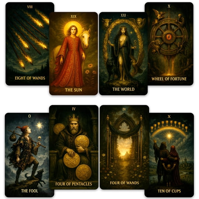 Cartas de Tarot CRAFTERIAN Mist of Shadows con guía, 78 cartas