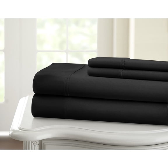 Fresh Linen Collection 1800 Super Soft & Wrinkle Free Luxurious Stripe 6-Piece Sheet Set (Full, Black)
