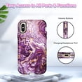 thumbnail image 6 of CASEFIV for iPhone Xs Max Case,Marble Pattern 3 in 1 Heavy Duty Shockproof Full Body Rugged Hard PC+Soft Silicone Drop Protective Phone Cover for Women Girls,Deep Purple, 6 of 8