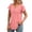 Pink, variant on Women's Round Neck Partial Button Pleated Front Rolled Sleeve Loose Fit Casual Tunics for Women Summer Everyday Wear