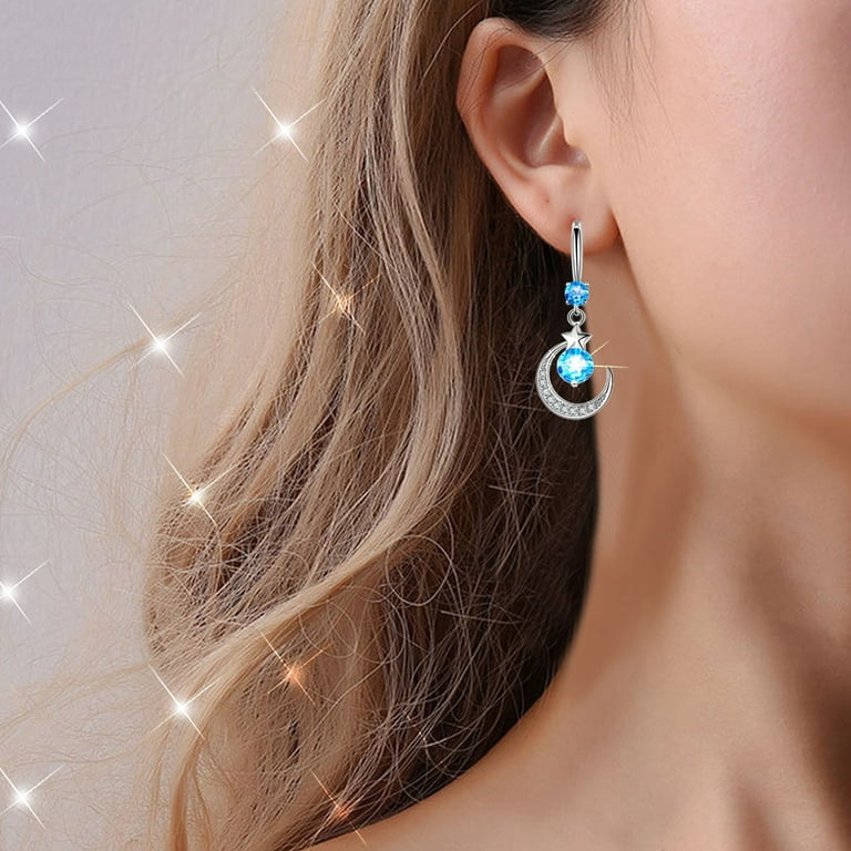 Jewelry Organizer Star Mythology Moon Water Drop Earrings Thin Dangle Elegant Rhinestone Earrings Water Drop Copper Earrings For Women Birthday Gifts