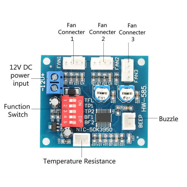 Regulador de velocidad del ventilador de PC, controlador de velocidad del ventilador de cuatro cables DC 12 V Controlador de velocidad del ventilador PWM Diseño revolucionario