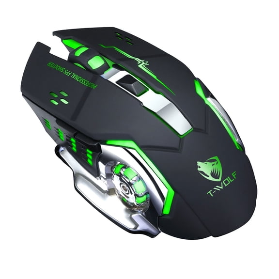 Wolf V6 Wired Gaming Mouse - 7-Color RGB Backlit | 800-3200 DPI Adjustable | Macro Programming | Metal Texture Design | 1.45m Cable | for PC Computer Games