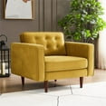 thumbnail image 4 of Chester Mid-Century Tufted Pillow Back Velvet Upholstered Arm Chair in Gold, 4 of 5