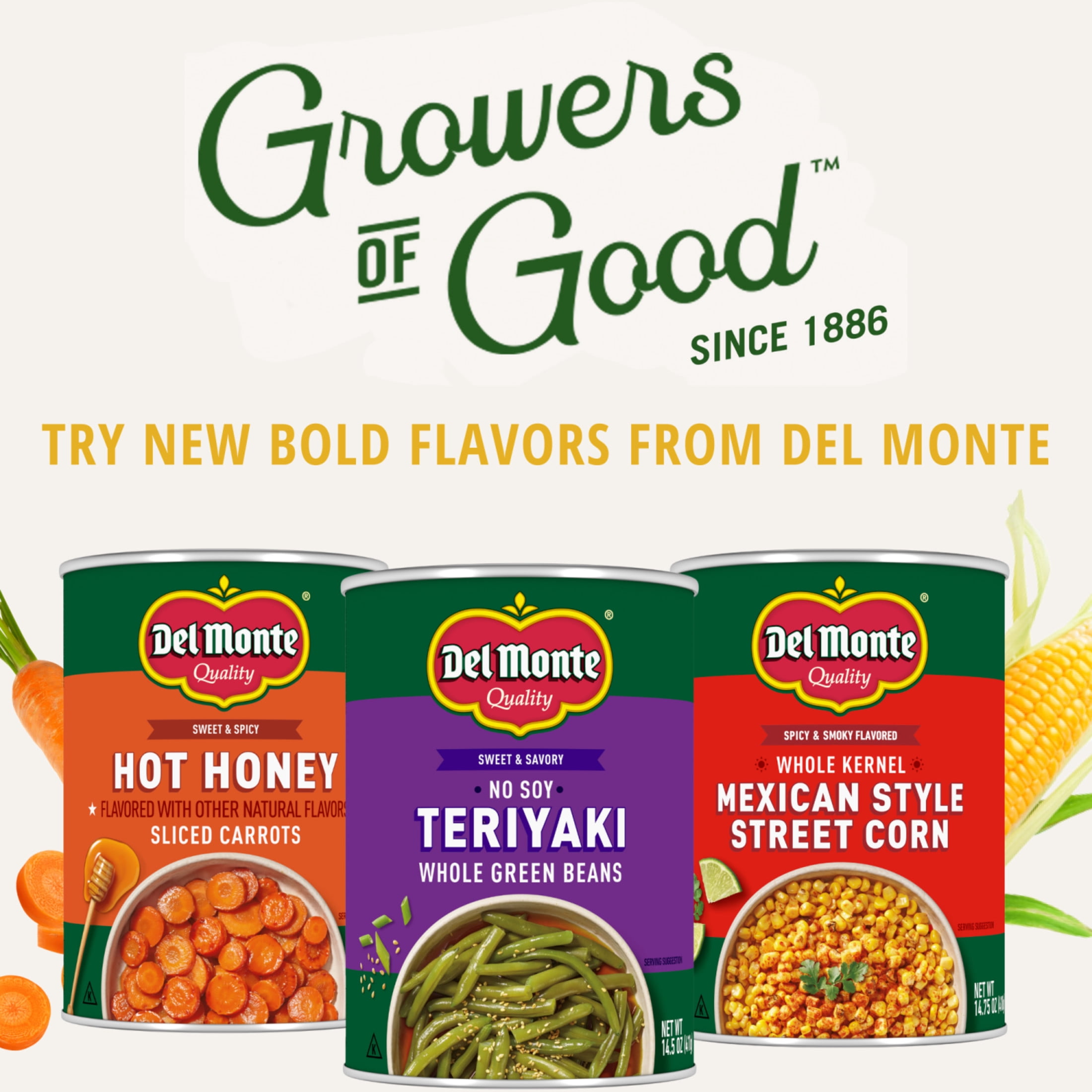 (12 pack) Del Monte® No Soy Teriyaki Whole Green Beans, 14.5 oz. Can